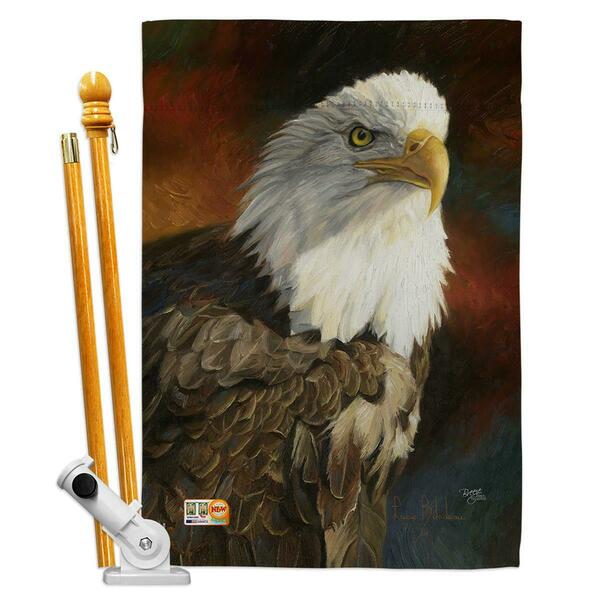Gardencontrol 28 x 40 in. Portrait of an Eagle Nature Wildlife Vertical Dbl Sided House Flag Set GA2057190